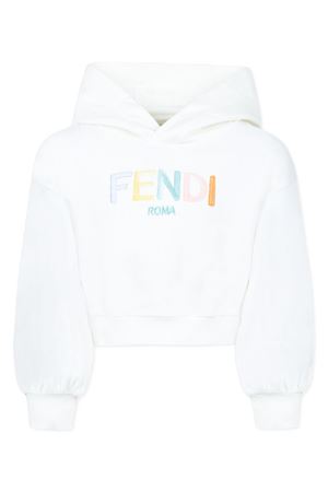 White cropped junior sweatshirt FENDI KIDS | JFH1535V0F0TU9